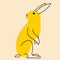 Yellow, fancy rebbit, bunny. Vector illustration in flat cartoon style
