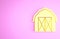 Yellow Farm house icon isolated on pink background. Minimalism concept. 3d illustration 3D render