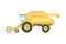 Yellow farm machinery industrial agricultural vehicle flat vector illustration