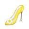 Yellow fashion women`s shoes on the high heels. Smart luxury lady shoe collection. Painted hand-drawn watercolor