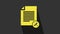 Yellow File document with screwdriver and wrench icon isolated on grey background. Adjusting, service, setting