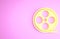 Yellow Film reel icon isolated on pink background. Minimalism concept. 3d illustration 3D render