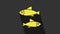 Yellow Fish icon isolated on grey background. 4K Video motion graphic animation