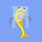 Yellow fish in plastic bag in blue ocean, rubbish pollution