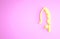 Yellow Fishing rod icon isolated on pink background. Catch a big fish. Fishing equipment and fish farming topics