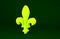 Yellow Fleur De Lys icon isolated on green background. Minimalism concept. 3d illustration 3D render