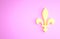 Yellow Fleur De Lys icon isolated on pink background. Minimalism concept. 3d illustration 3D render