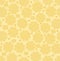 Yellow floral low contrasting seamless vector background, yellow flower shapes nad dots on beige background