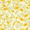 Yellow floral pattern decorated seamless pattern.