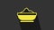 Yellow Flour bowl icon isolated on grey background. Baking Ingredients. Healthy organic food. Kitchen utensils cup