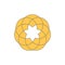 Yellow Flower of Life, Seed of Life symbol. Unique geometrical figure, composed of overlapping circles of same size, forming the