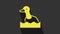 Yellow Flying duck icon isolated on grey background. 4K Video motion graphic animation