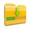 Yellow folder 3D icon. Date downloading