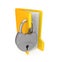 Yellow folder and iron lock.