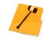 Yellow folder with judge gavel on it -