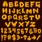 Yellow font smudges. alphabet splashing