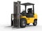 Yellow forklift truck - closeup shot