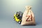 Yellow forklift unable to lift a polish zloty money bag. Helicopter money, subsidies soft loans. Strongest financial assistance