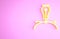 Yellow Fountain pen nib icon isolated on pink background. Pen tool sign. Minimalism concept. 3d illustration 3D render