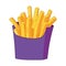 Yellow French fries, fast food pleasure icon