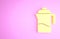 Yellow French press icon isolated on pink background. Minimalism concept. 3d illustration 3D render