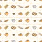 Yellow french toast bread bakery seamless pattern Gift Wrap wallpaper background kawaii doodle flat cartoon vector