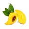 Yellow fruit on white background, Fresh Pouteria campechiana tropical fruit in asia