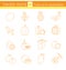 Yellow fruits and vegetables, Line vector icons, Sign and symbol