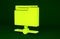 Yellow FTP folder icon isolated on green background. Software update, transfer protocol, router, teamwork tool