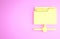 Yellow FTP folder icon isolated on pink background. Software update, transfer protocol, router, teamwork tool management