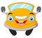 Yellow funny cartoon car