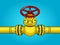 Yellow gas pipe with red valve pop art vector