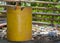 Yellow gasoline container. Old gasoline container