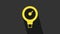 Yellow Gauge scale icon isolated on grey background. Satisfaction, temperature, manometer, risk, rating, performance