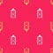 Yellow Gauge scale icon isolated seamless pattern on red background. Satisfaction, temperature, manometer, risk, rating