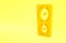 Yellow Gauge scale icon isolated on yellow background. Satisfaction, temperature, manometer, risk, rating, performance