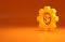 Yellow Gear with dollar symbol icon isolated on orange background. Business and finance conceptual icon. Minimalism