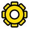 Yellow gear icon, outline style