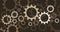 Yellow gears elements for dark cartoon background