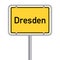 Yellow german Street Sign - Landeshauptstadt Dresden Ortseingangsschild