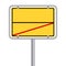 Yellow german street sign. Ortsschild - Ortsausgangsschild ohne Text. Vektor Eps10.