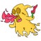 Yellow ghost eating hot chilli spitting fire. cartoon emoticon. doodle icon drawing