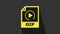 Yellow GIF file document. Download gif button icon isolated on grey background. GIF file symbol. 4K Video motion graphic