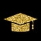 Yellow Glitter Graduation Cap Icon Isolated