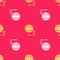 Yellow Global technology or social network icon isolated seamless pattern on red background. Vector Illustration