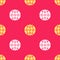 Yellow Global technology or social network icon isolated seamless pattern on red background. Vector Illustration
