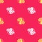 Yellow Global warming fire icon isolated seamless pattern on red background. Vector