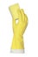 Yellow glove holds profiled sponge