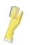 Yellow glove holds sponge