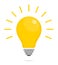 Yellow glowing light bulb. Symbol of energy, solution, thinking and idea. Flat style icon for web and mobile app. Vector